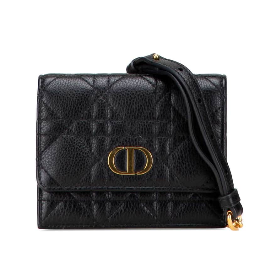 Dior Calfskin Cannage Caro Chain Belt Bag Black Leather Good condition - Front View