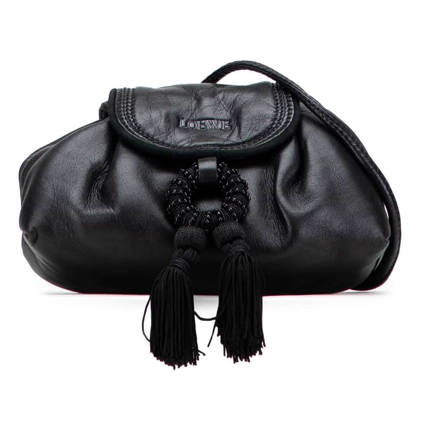 Loewe Nappa Leather Tassel Crossbody Black Leather Good condition - Front View