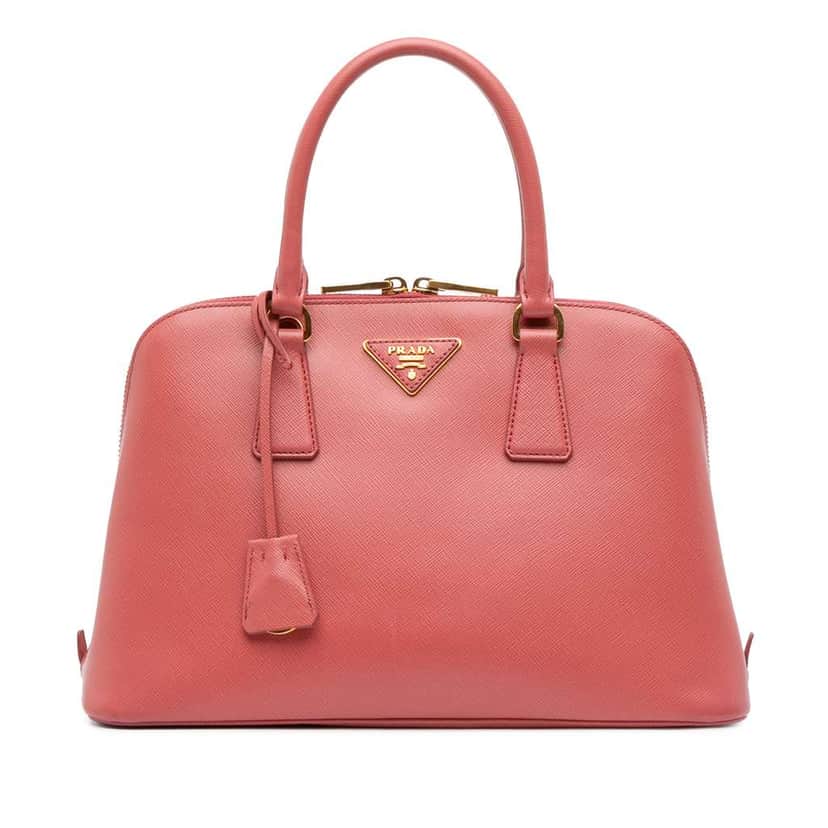 Prada Medium Saffiano Lux Promenade Satchel Pink Leather Good condition - Front View