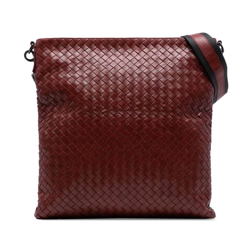 Bottega Veneta Nappa Intrecciato Crossbody Red Leather Good condition - Front View