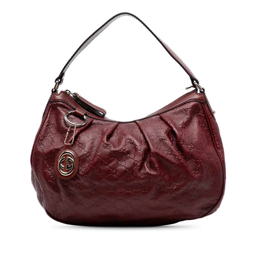 Gucci Guccissima Sukey Shoulder Bag Red Leather Good condition - Front View