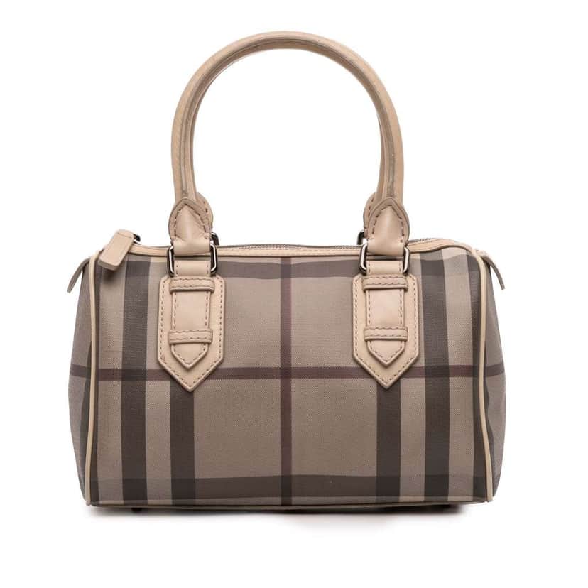 Burberry Smoke Check Coated Canvas Chester Boston Bag Brown Canvas Good condition - Front View