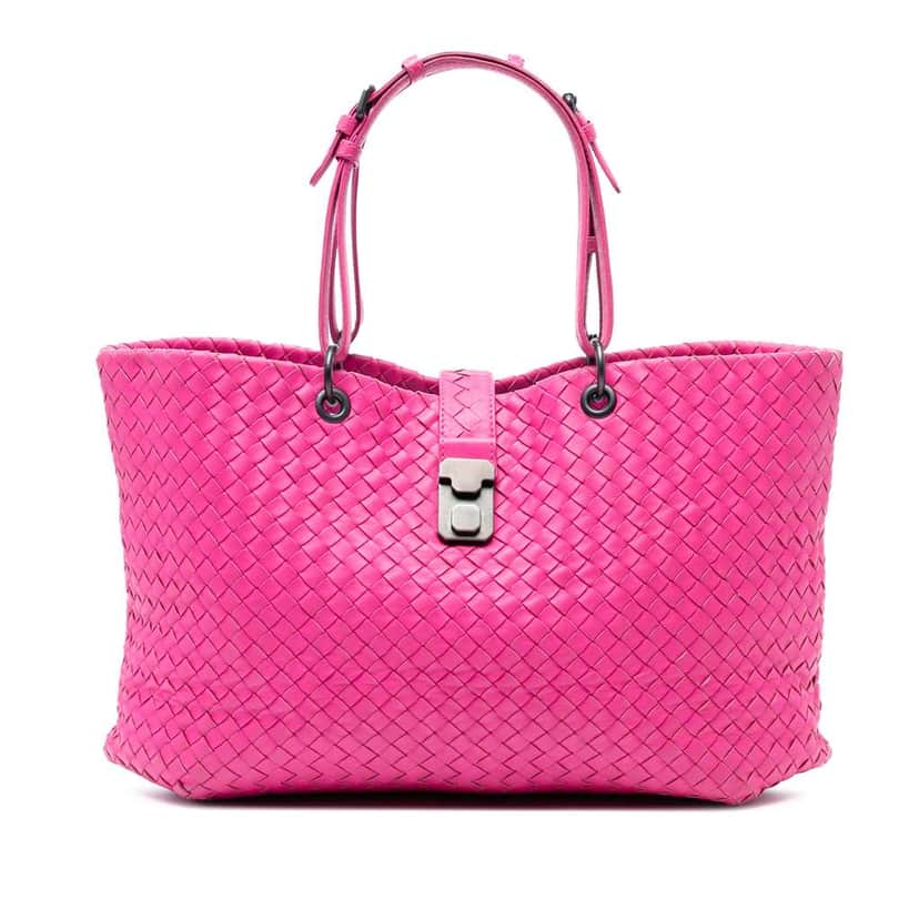Bottega Veneta Large Nappa Intrecciato Capri Tote Pink Leather Very good condition - Front View
