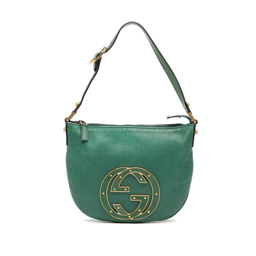 Gucci Small Leather Blondie Hobo Bag Green Leather Good condition - Front View