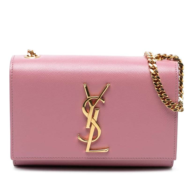 Saint Laurent Small Grain De Poudre Monogram Kate Crossbody Pink Leather Good condition - Front View