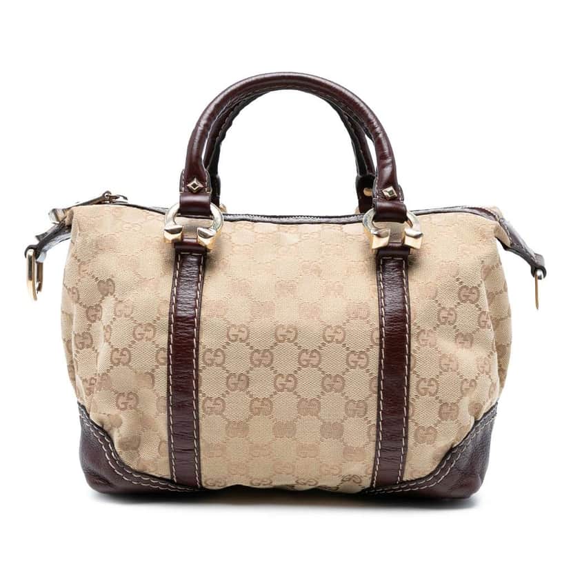 Gucci GG Canvas Horsebit Nail Boston Bag Brown Canvas Good condition - Front View