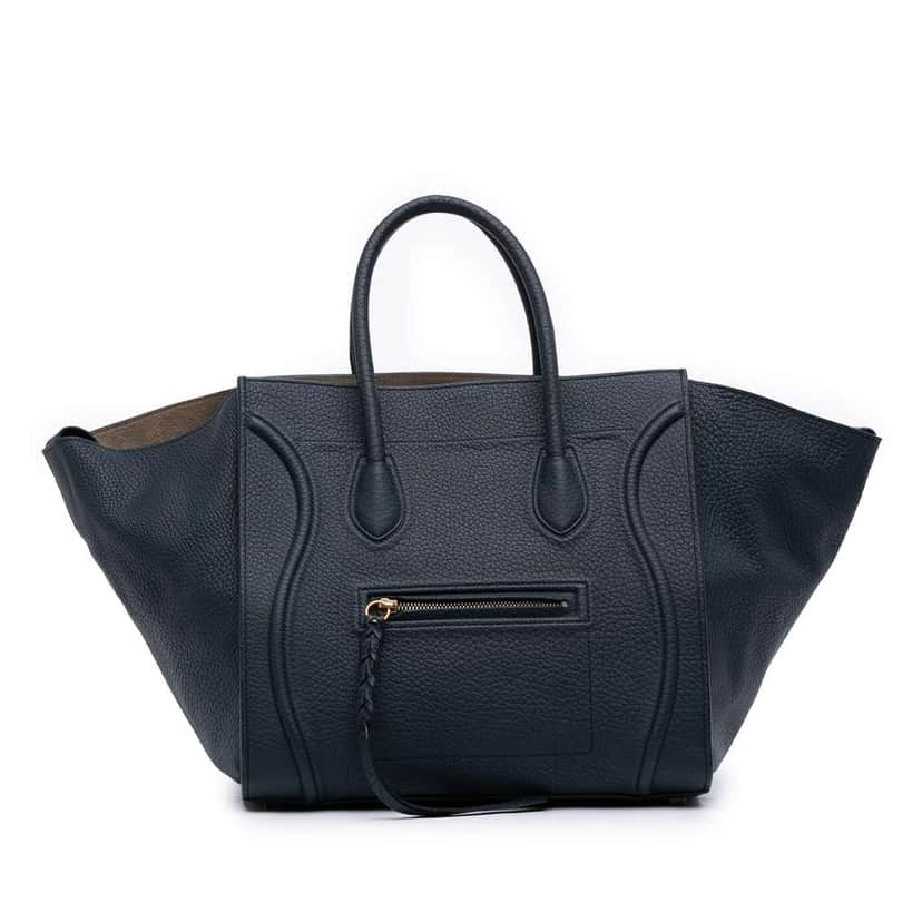 Celine Medium Grained Calfskin Phantom Luggage Tote Blue Leather Good condition - Front View