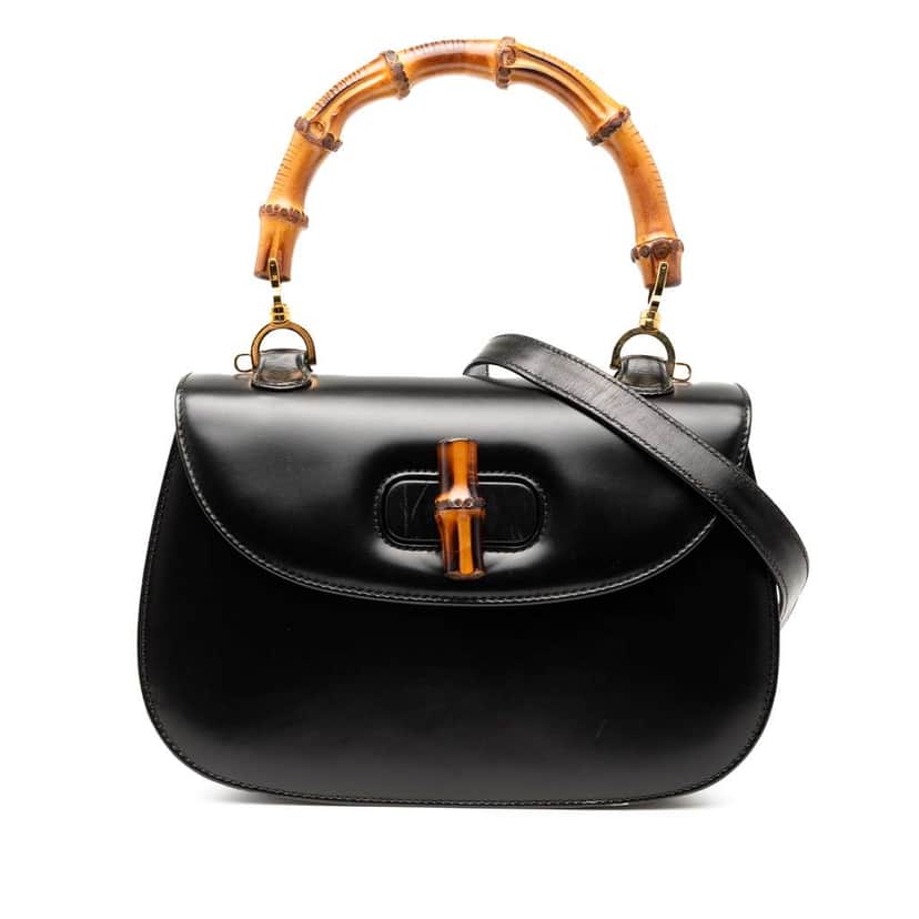Gucci Calfskin Bamboo Night Black Leather Good condition - Front View