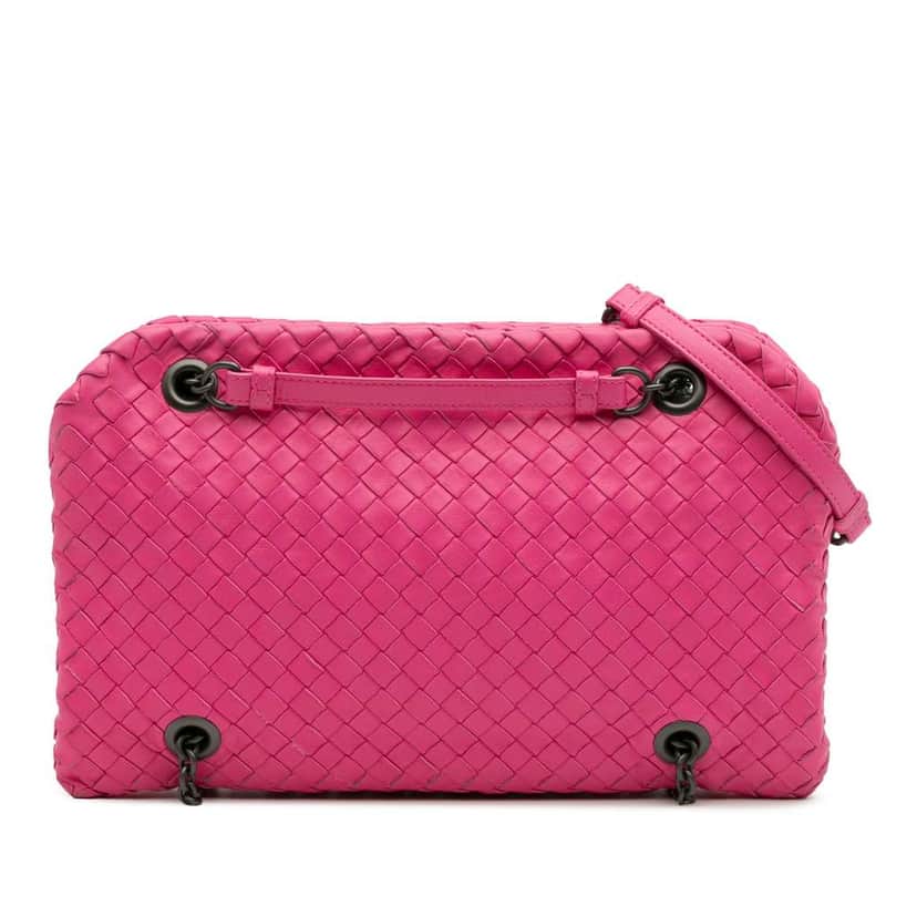 Bottega Veneta Nappa Intrecciato Duo Shoulder Bag Pink Leather Good condition - Front View