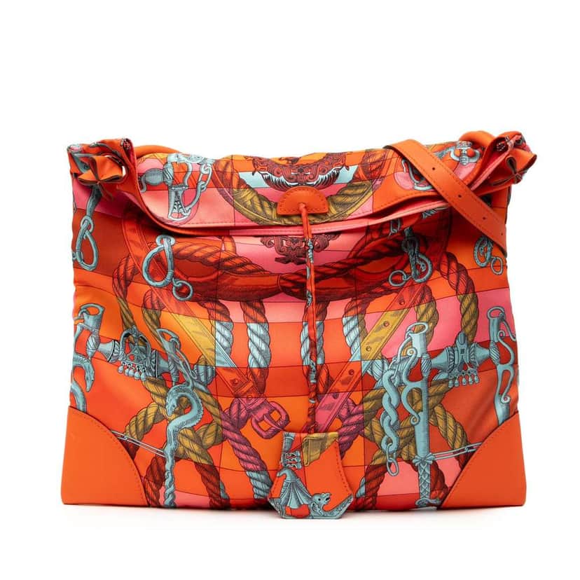 Hermès Silk and Barenia Della Cavalleria Silky City 33 Orange Silk Good condition - Front View