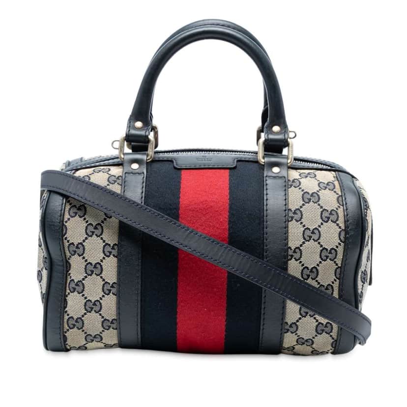 Gucci Small GG Canvas Web Joy Boston Bag Brown Canvas Good condition - Front View