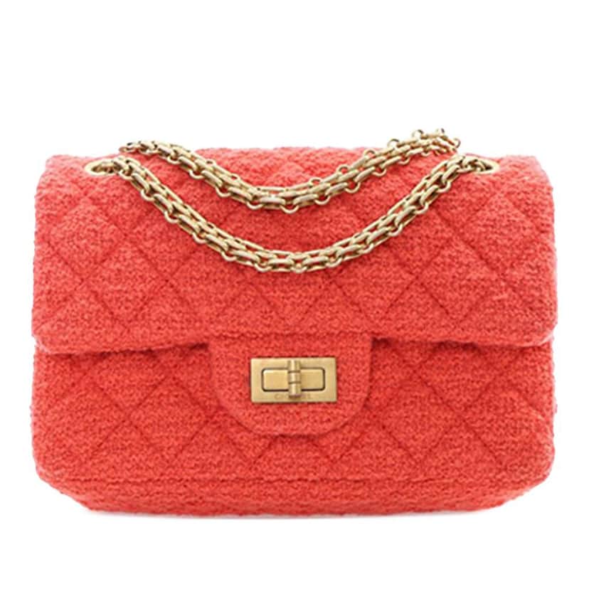 Chanel Mini Reissue 2.55 Tweed Single Flap 224 Red Tweed Good condition - Front View