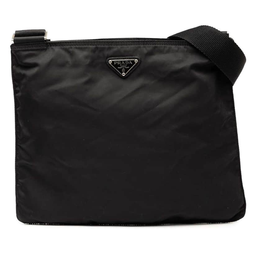 Prada Tessuto Zip Top Crossbody Black Good condition - Front View