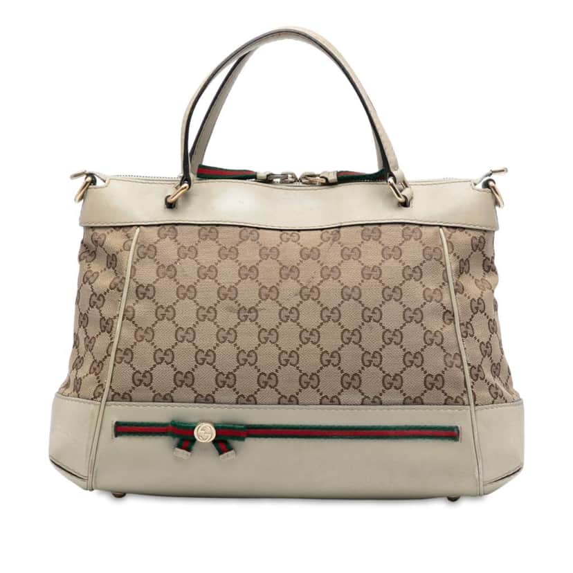 Gucci GG Canvas Web Mayfair Satchel Brown Canvas Fair condition - Front View