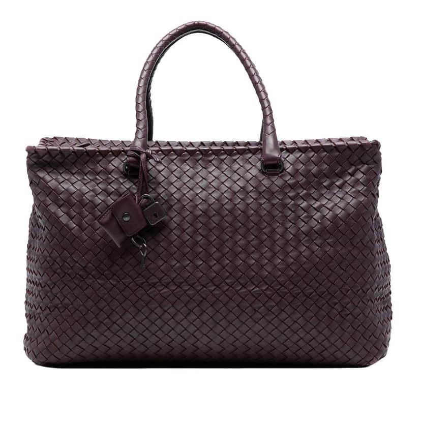 Bottega Veneta Large Nappa Intrecciato Brick Tote Red Leather Good condition - Front View