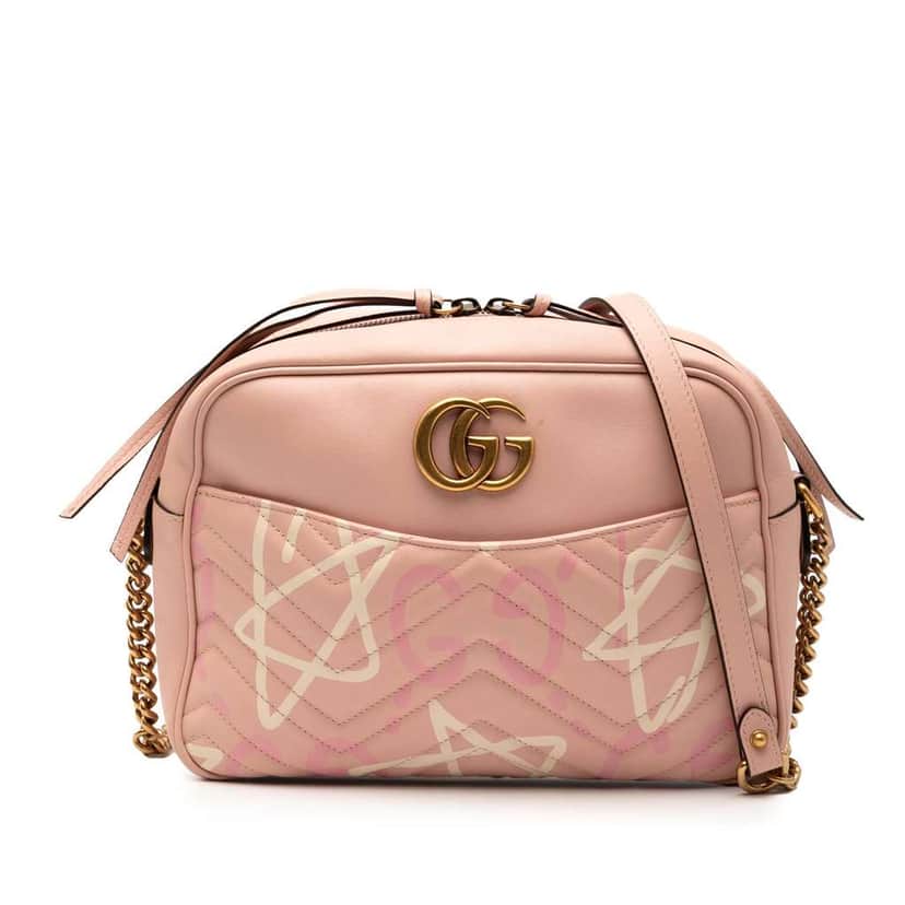 Gucci GG Marmont Matelasse Leather Gucci Ghost Crossbody Pink Leather Good condition - Front View