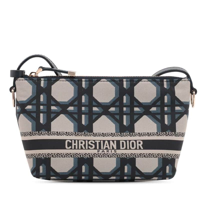Dior DiorTravel Technical Fabric Macrocannage Nomad Pouch Blue Very good condition - Front View