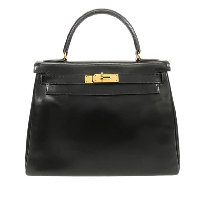 Hermès Box Calf Kelly Retourne 28 Black Leather Good condition - Front View