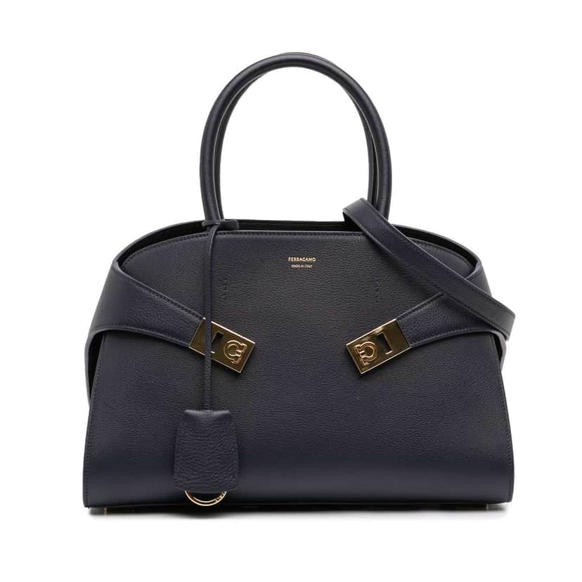 Salvatore Ferragamo Small Leather Hug Satchel Black Leather Good condition - Front View