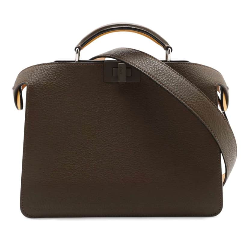 Fendi Small Bicolor Leather Peekaboo ISeeU Satchel Brown Leather Good condition - Front View