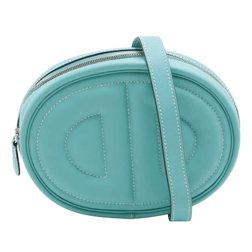 Hermès Swift In The Loop Belt Bag Blue Leather Good condition - Front View