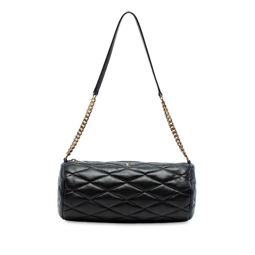 Saint Laurent Small Quilted Lambskin Sade Tube Bag Black Leather Good condition - Front View