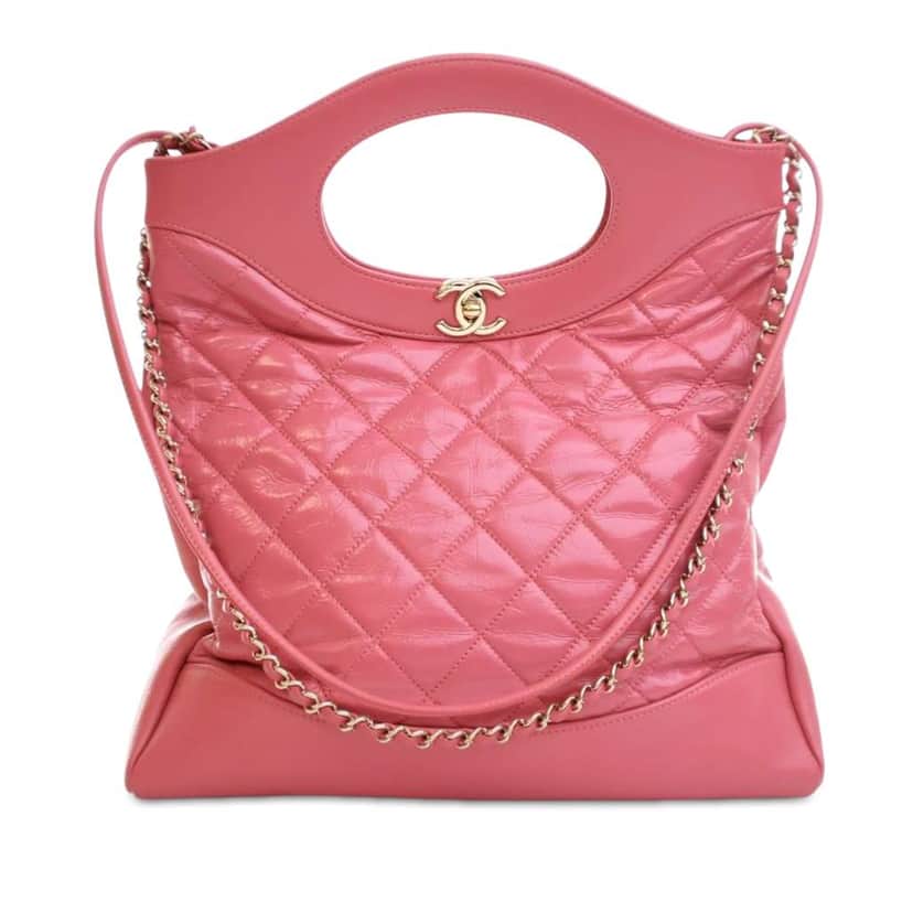 Chanel Small Shiny Aged Calfskin 31 Shopping Bag Pink Leather Good condition - Front View