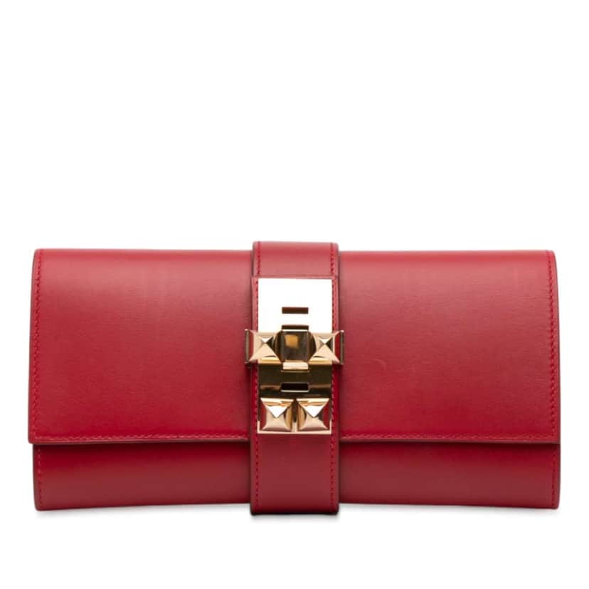 Hermès Tadelakt Medor 23 Red Leather Good condition - Front View