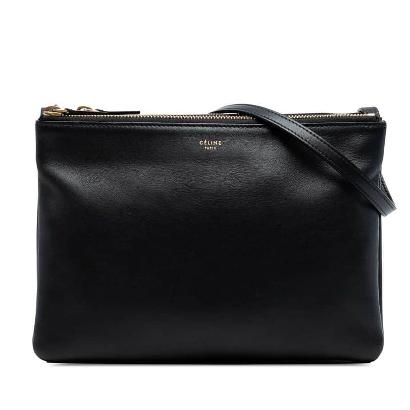 Celine Large Lambskin Trio Crossbody Black Leather Good condition - Front View