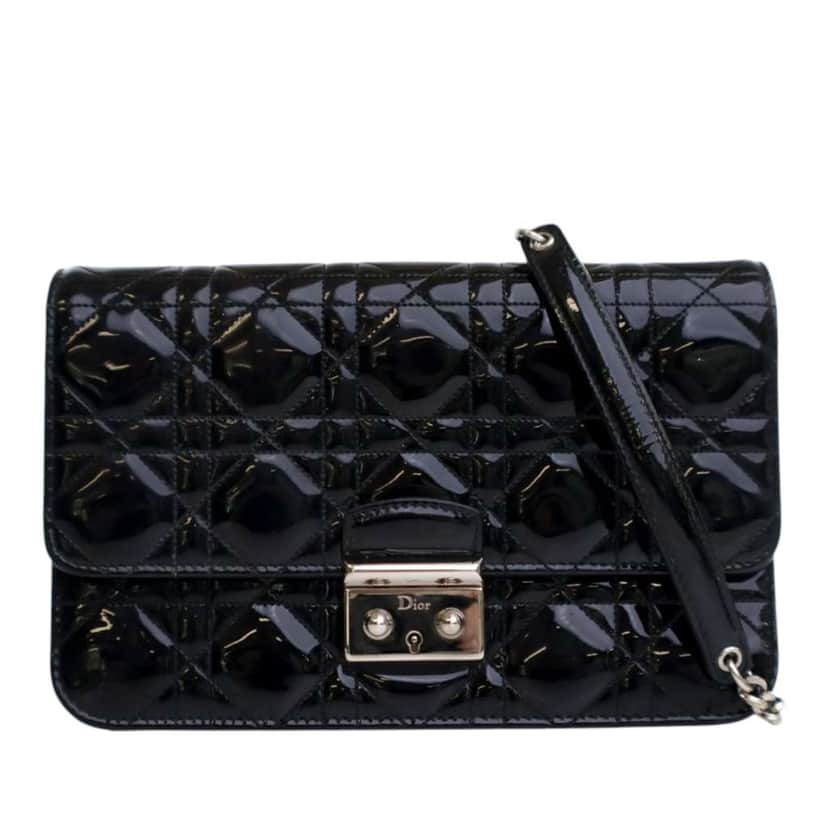 Dior Patent Cannage Miss Dior Promenade Crossbody Black Leather Good condition - Front View