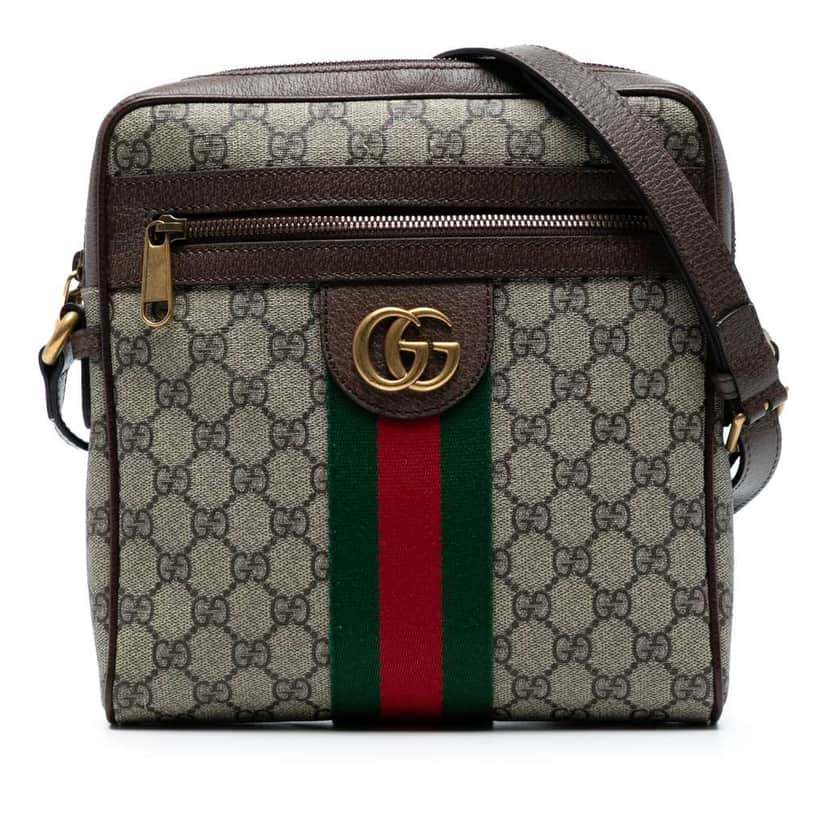 Gucci Small GG Supreme Web Ophidia Messenger Bag Brown Canvas Good condition - Front View