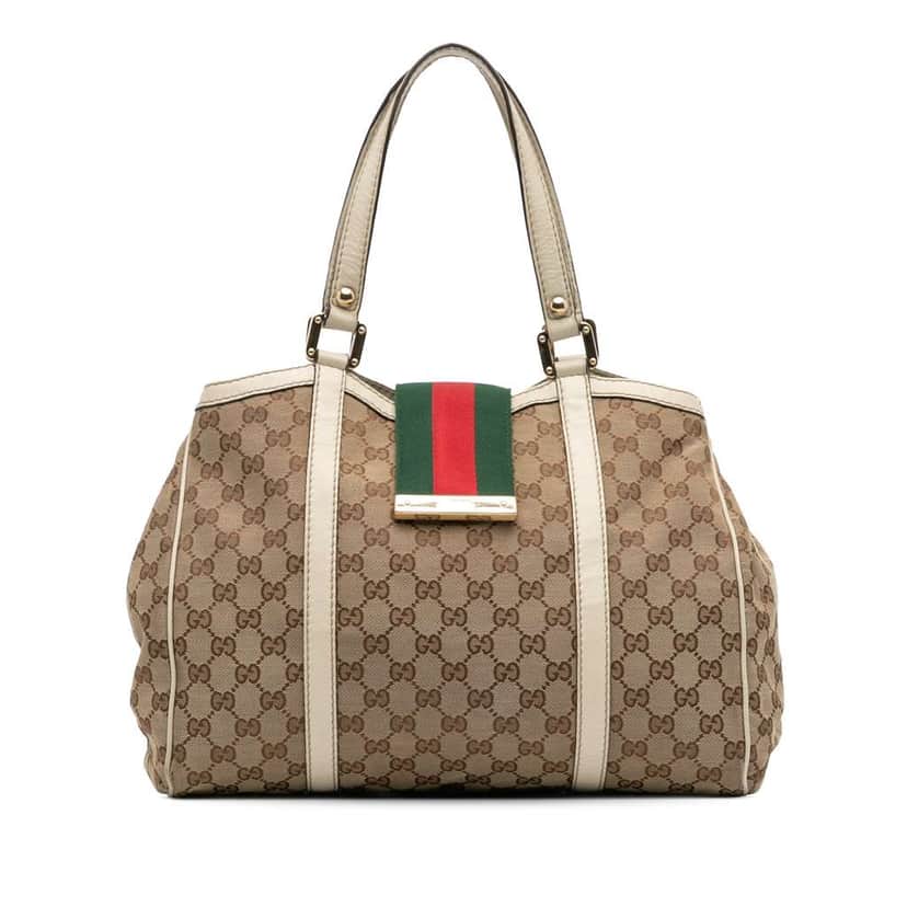 Gucci GG Canvas Web New Ladies Tote Brown Canvas Fair condition - Front View
