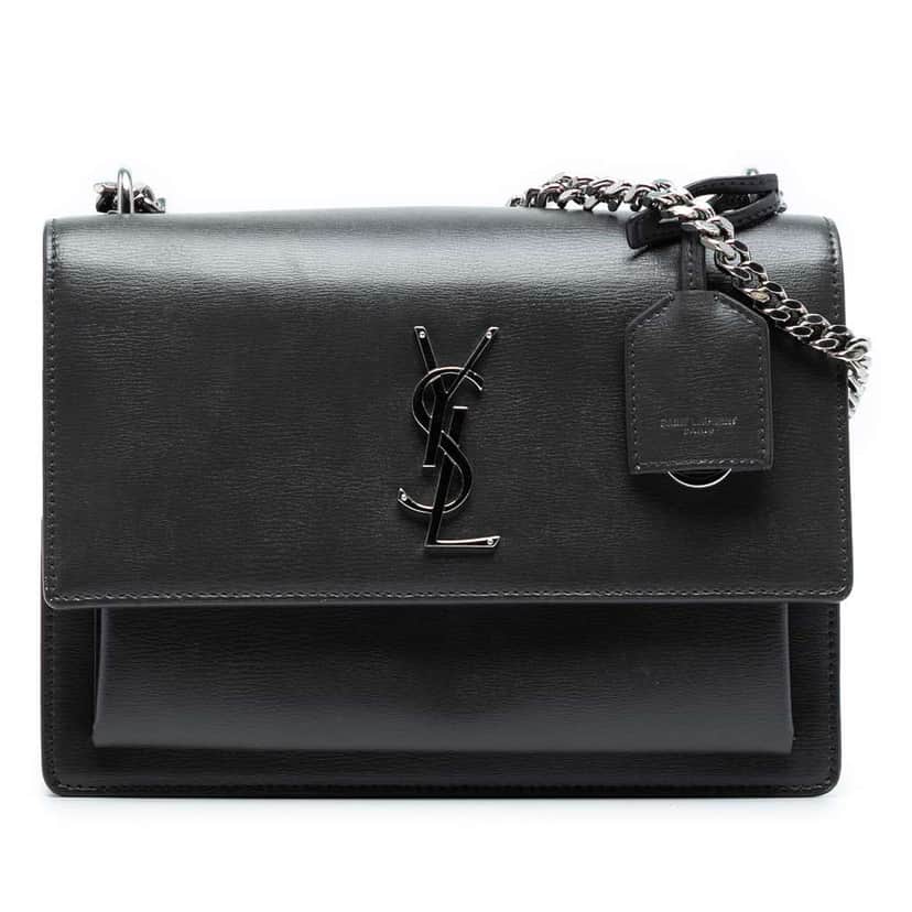 Saint Laurent Medium Smooth Leather Monogram Sunset Crossbody Black Leather Good condition - Front View