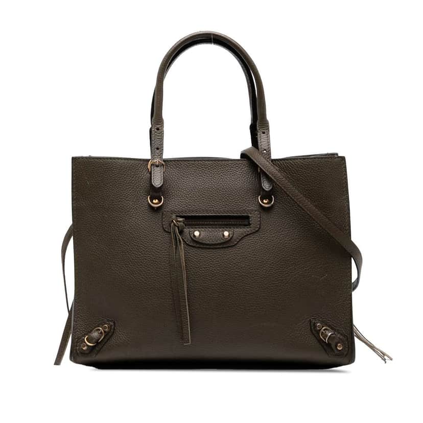 Balenciaga Veau Papier A6 Zip Around Satchel Brown Leather Good condition - Front View
