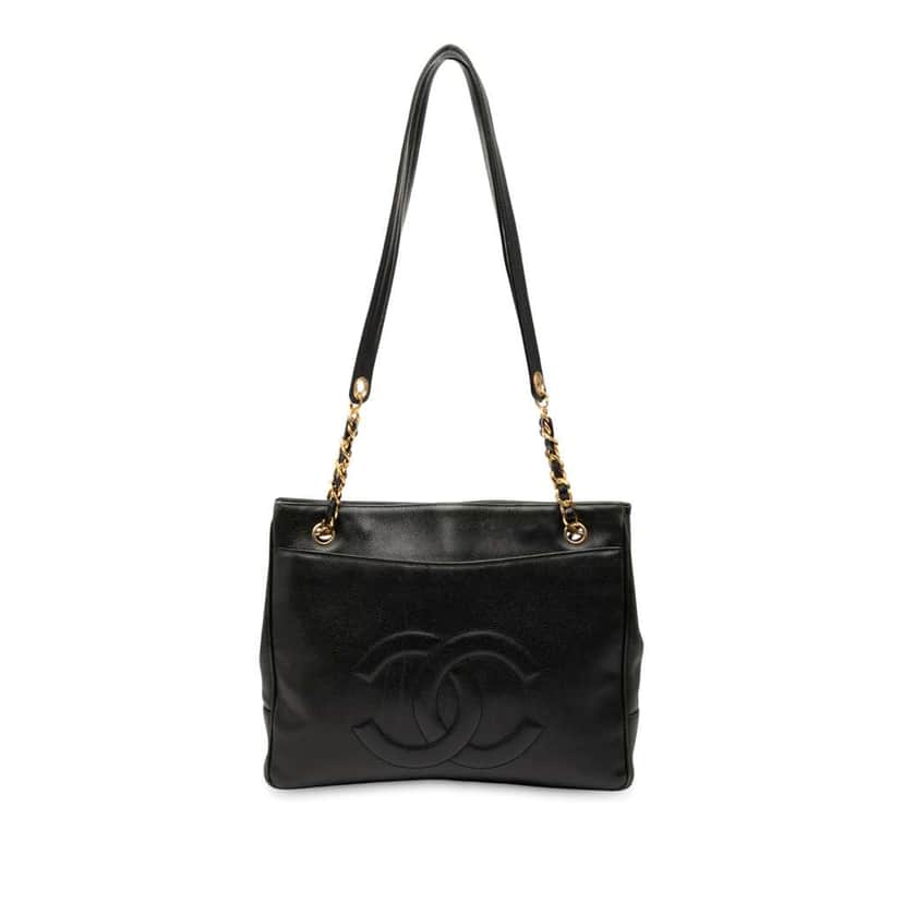 Chanel CC Caviar Chain Tote Black Leather Good condition - Front View