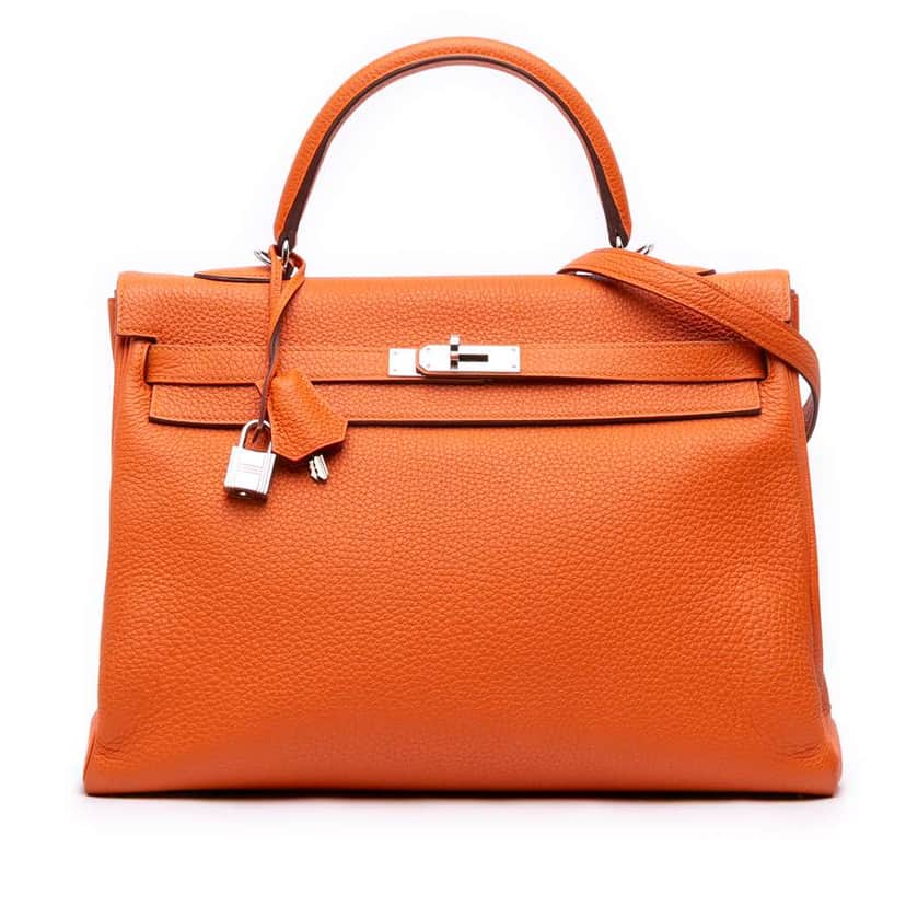 Hermès Togo Kelly II Retourne 35 Orange Leather Good condition - Front View