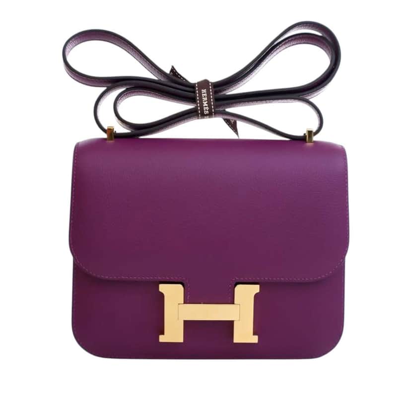 Hermès Mini Evercolor Constance 18 Purple Leather Good condition - Front View