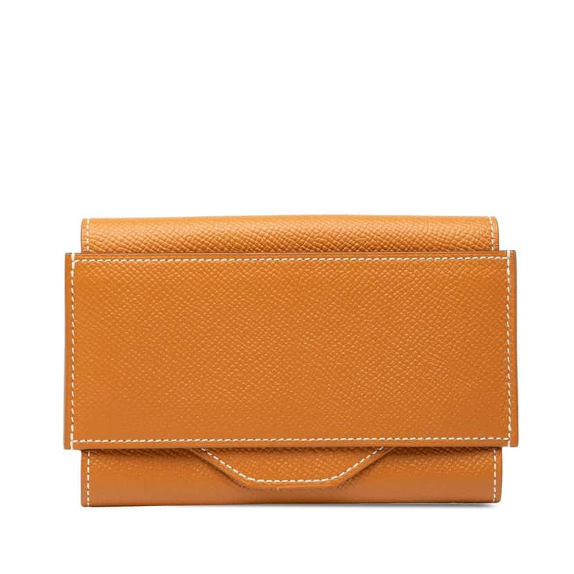 Hermès Epsom Passant Long Wallet Brown Leather Good condition - Front View