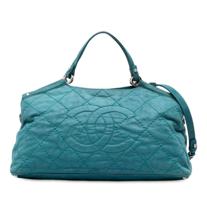 Chanel Small Iridescent Calfskin Sea Hit Tote Blue Leather Good condition - Front View