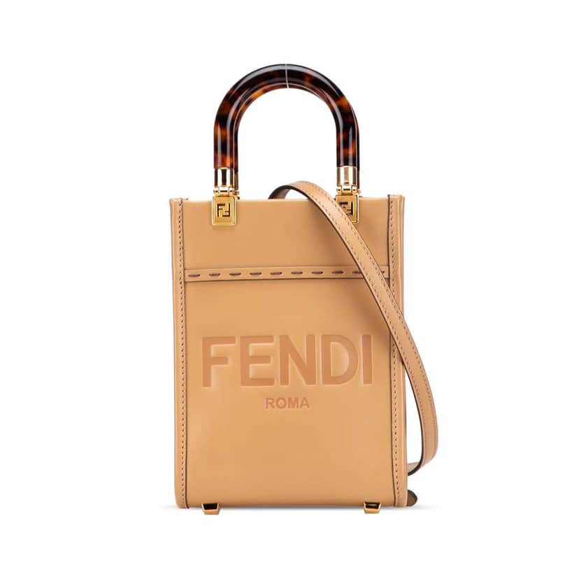 Fendi Mini Leather Sunshine Shopper Tote Brown Leather Very good condition - Front View