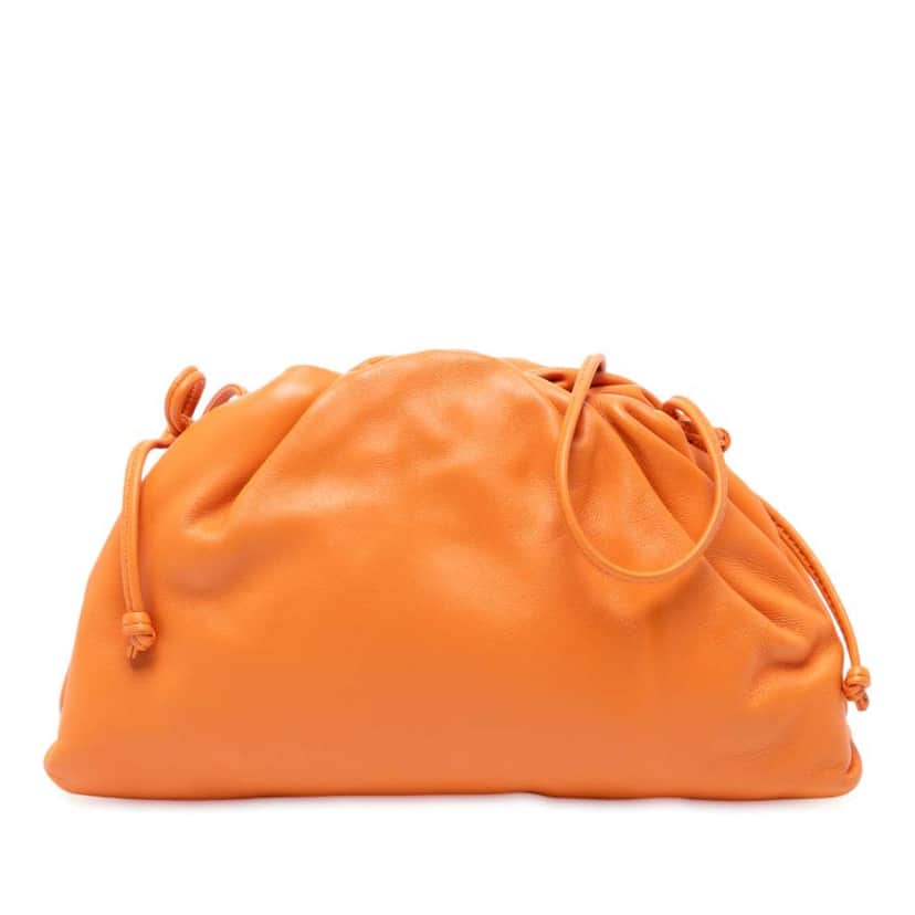 Bottega Veneta Lambskin The Mini Pouch Crossbody Orange Leather Good condition - Front View