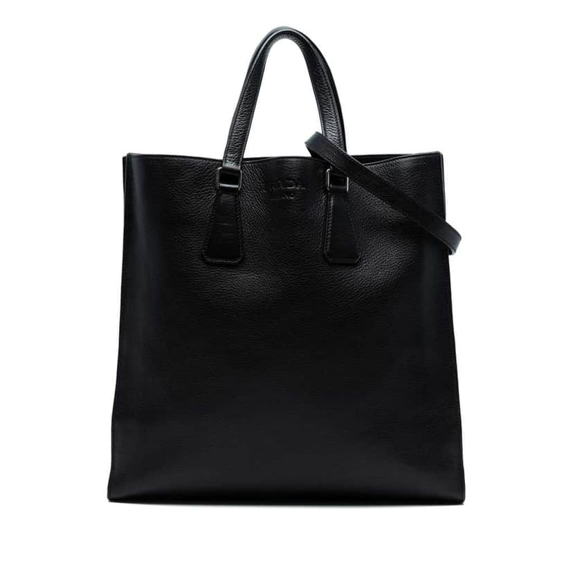 Prada Vitello Phenix Open Convertible Tote Black Leather Good condition - Front View