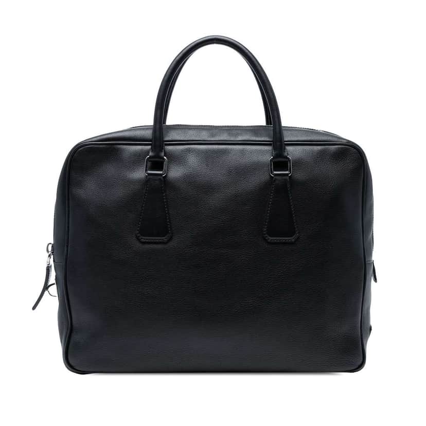 Prada Leather Business Bag Black Leather Good condition - Front View