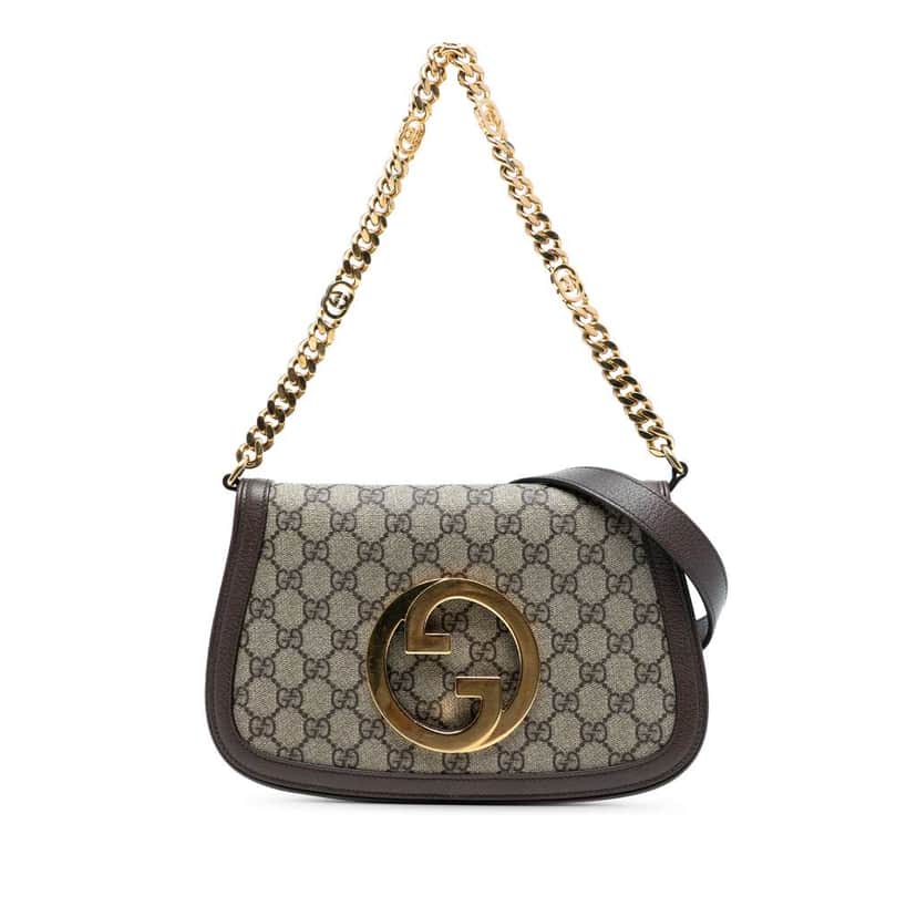 Gucci Small GG Supreme Blondie Chain Satchel Brown Canvas Good condition - Front View
