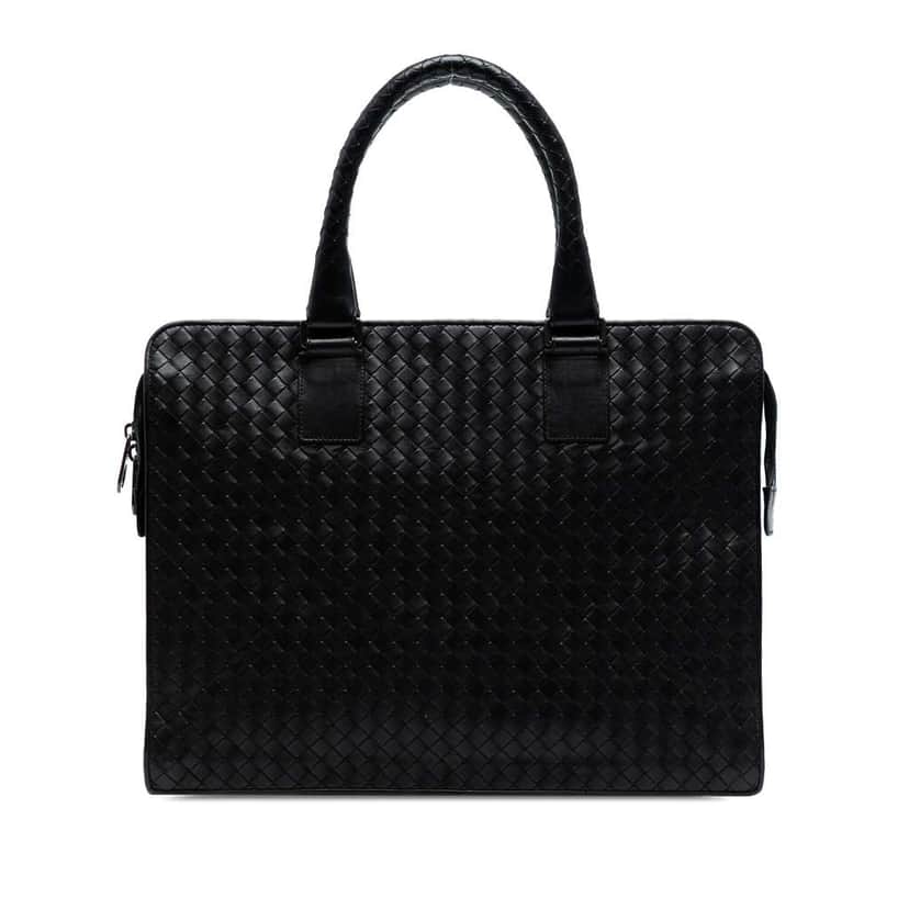 Bottega Veneta Nappa Intrecciato Business Bag Black Leather Good condition - Front View
