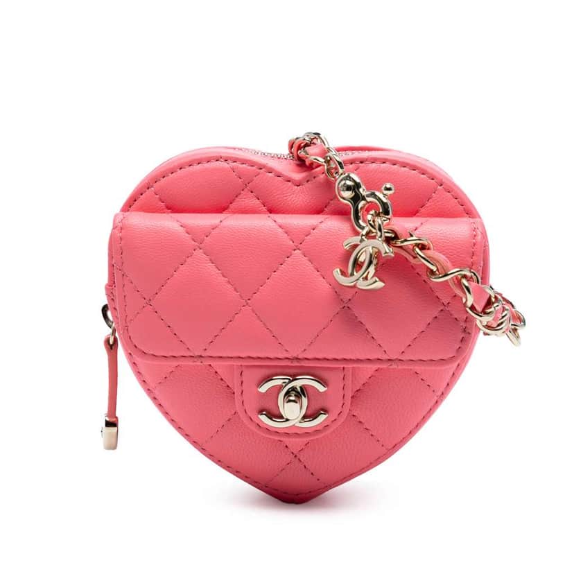 Chanel Mini Lambskin CC in Love Heart Crossbody Pink Leather Very good condition - Front View