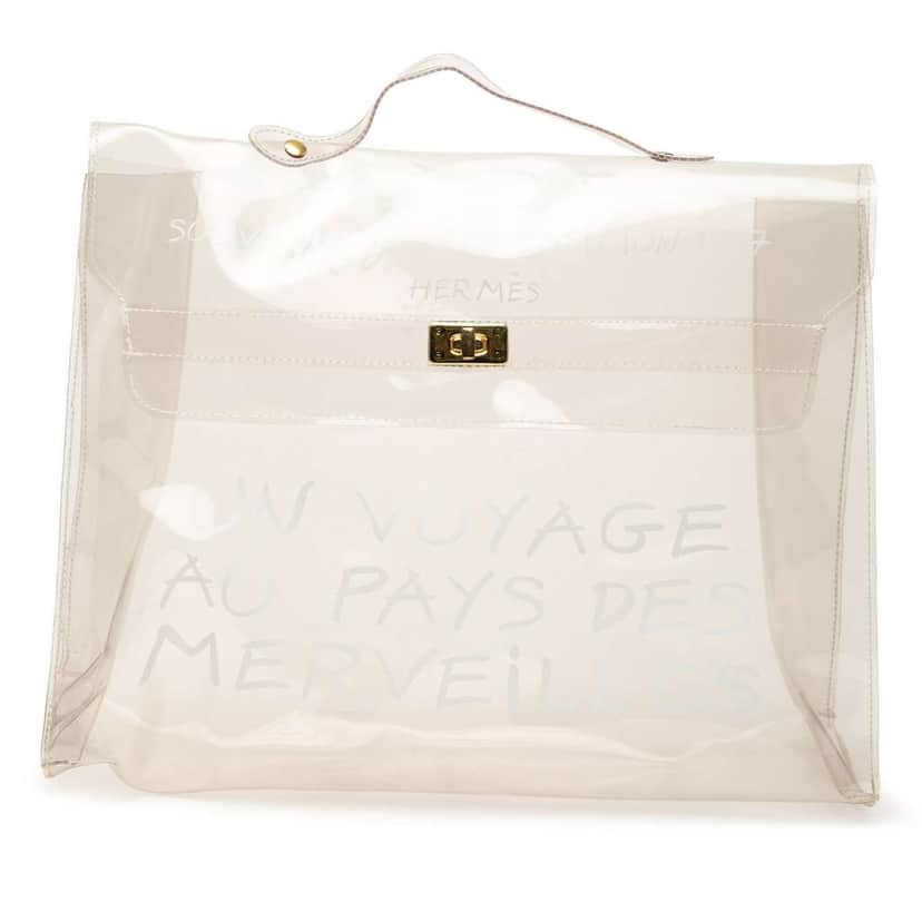 Hermès Vinyl Souvenir De L Exposition Kelly Handbag White Good condition - Front View
