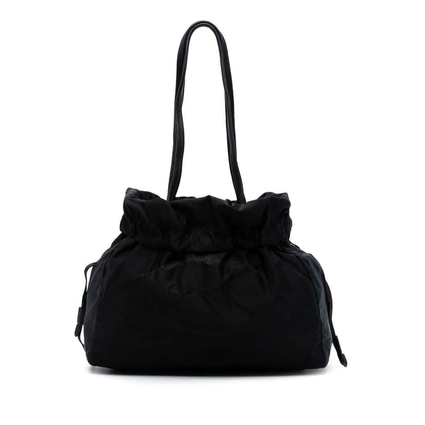 Prada Tessuto Logo Drawstring Tote Black Good condition - Front View