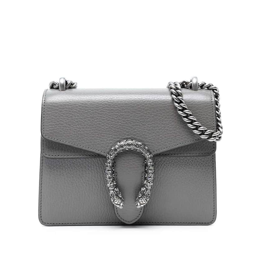 Gucci Small Leather Dionysus Crossbody Grey Leather Good condition - Front View