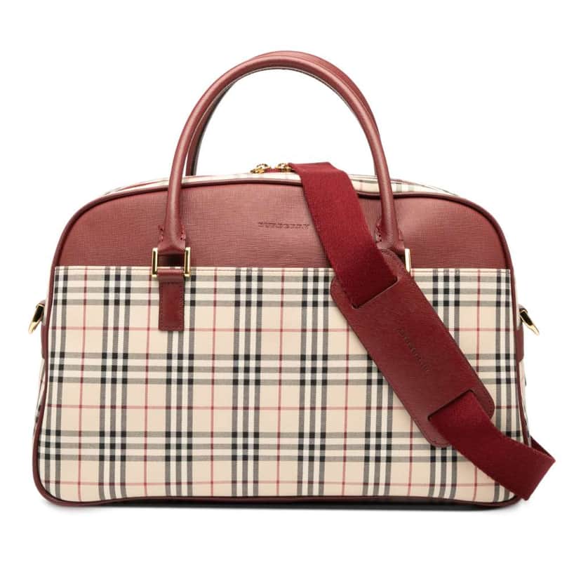 Burberry House Check Canvas Satchel Brown Canvas Good condition - Front View